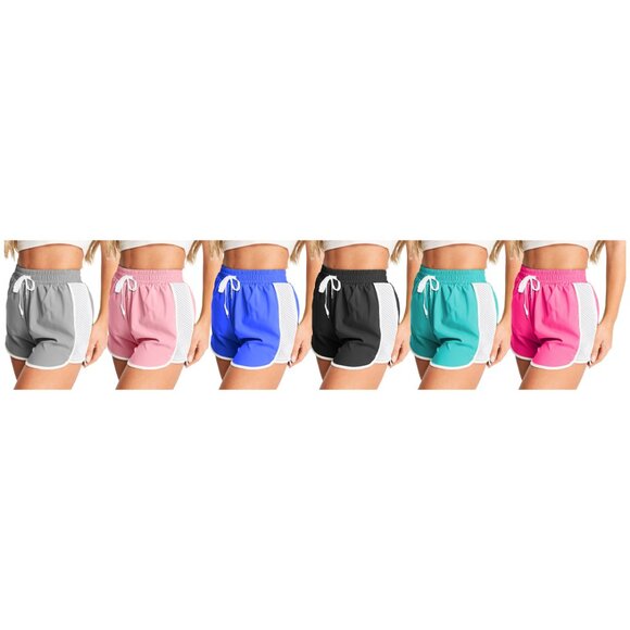 Women's Active Durable Flexible Workout Gym Chic Mesh Patchwork Detailing Shorts - Picture 7 of 15